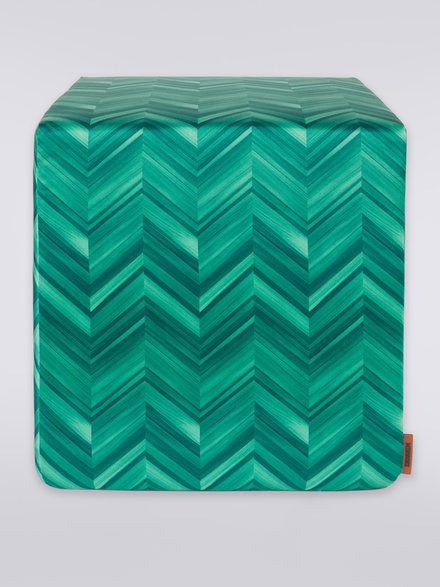 Layers 40x40x40 cm footstool cube in chevron cotton sateen, Multicoloured  - 1C4LV0001965