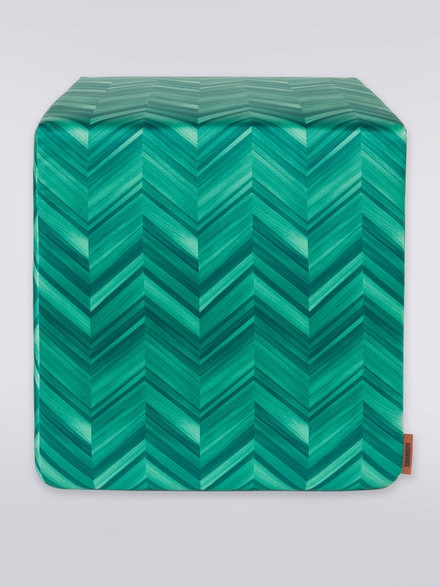 Pouf cubique Layers 40x40x40 cm en satin de coton à chevrons, Multicolore  - 1C4LV0001965