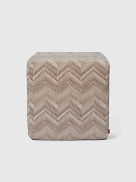 Layers 40x40x40 cm footstool cube in chevron cotton sateen, Beige - 1C4LV0001972