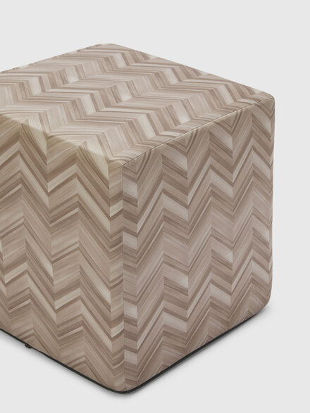 Layers 40x40x40 cm footstool cube in chevron cotton sateen, Beige - 1C4LV0001972
