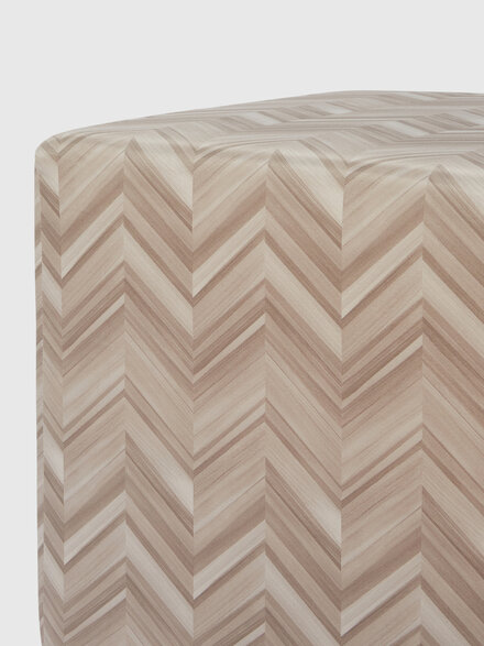 Layers 40x40x40 cm footstool cube in chevron cotton sateen, Beige - 1C4LV0001972