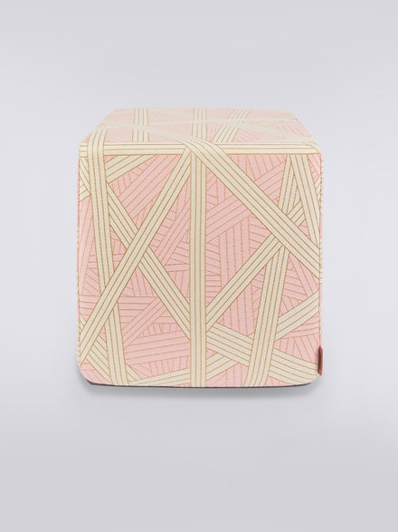 Nastri 40x40x40 cm footstool cube with contrasting stitching, Pink - 1C4LV00021251