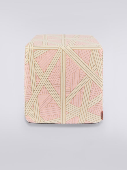 Nastri 40x40x40 cm footstool cube with contrasting stitching, Pink - 1C4LV00021251