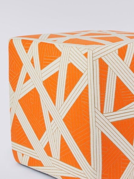 Nastri 40x40x40 cm footstool cube with contrasting stitching, Orange - 1C4LV00021591