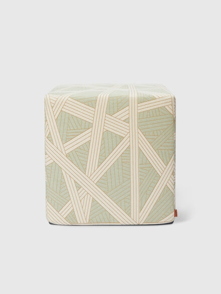 Nastri 40x40x40 cm footstool cube with contrasting stitching, Green - 1C4LV00021611