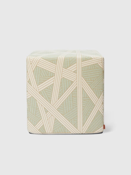 Nastri 40x40x40 cm footstool cube with contrasting stitching, Green  - 8053147119267