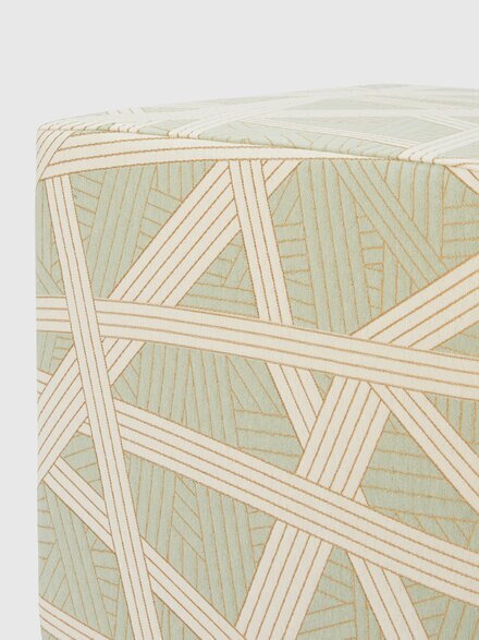 Nastri 40x40x40 cm footstool cube with contrasting stitching, Green - 1C4LV00021611