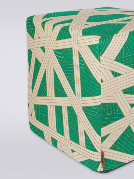 Nastri 40x40x40 cm footstool cube with contrasting stitching, Multicoloured  - 1C4LV00021651