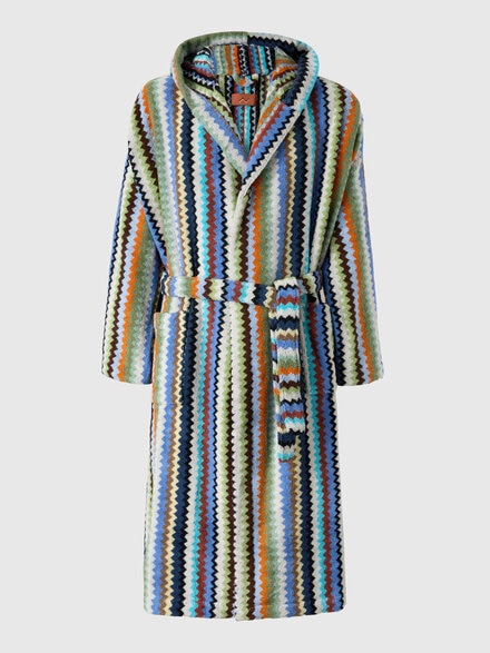 Riverbero hooded bathrobe, Turquoise  Multicoloured  - 1D3AC99704BL170