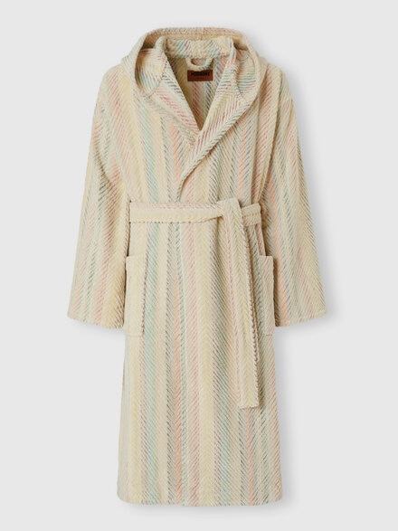 Harmony chevron cotton terry bathrobe, Multicoloured  - 1D3AC99705100