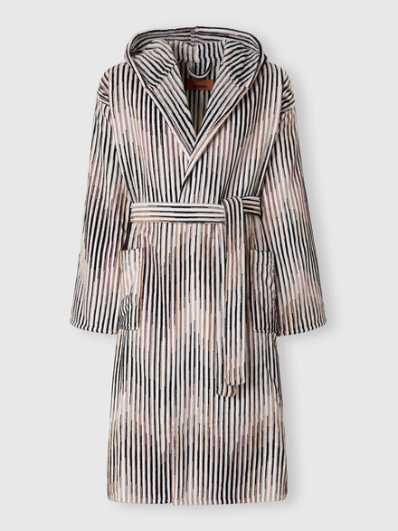 Arpeggio bathrobe in slub cotton terry, Brown - 1D3AC99707381
