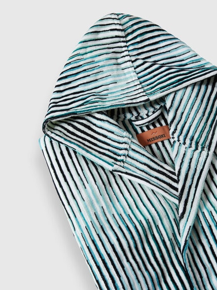 Arpeggio bathrobe in slub cotton terry, Turquoise  - 1D3AC99707701