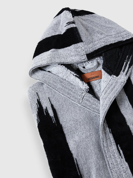 Skunk bathrobe in slub cotton terry, Black & White - 1D3AC99708601