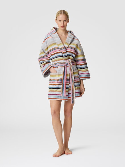 Moonshadow short cotton terry bathrobe with lurex , Multicoloured  - 1D3AC99711100