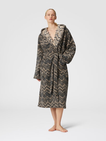Azul cotton terry chevron bathrobe, Brown - 1D3AC99713138
