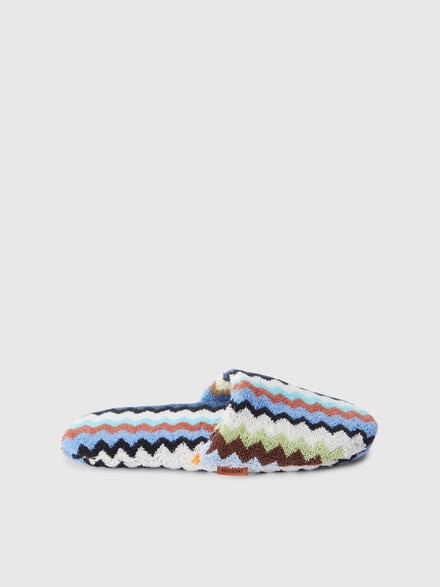 Riverbero zigzag cotton terry slippers, Turquoise  Multicoloured  - 1D3OG00002BL170