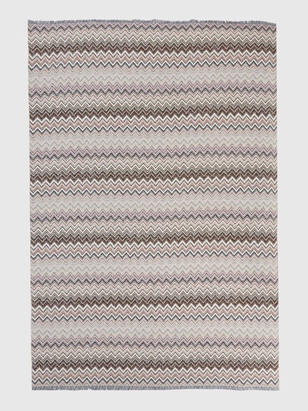 Plaid blanket 130x195 cm cotton and wool blend chevron, Orange Multicoloured  - 1D3PL99001159