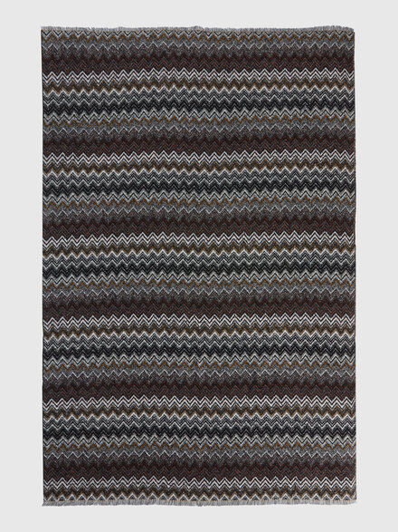 Plaid blanket 130x195 cm cotton and wool blend chevron, Black    - 1D3PL99001160