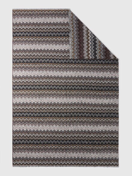 Plaid blanket 130x195 cm cotton and wool blend chevron, Black    - 1D3PL99001160