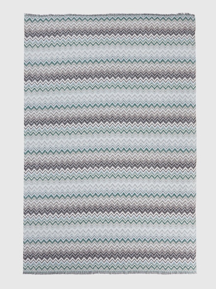 Plaid blanket 130x195 cm cotton and wool blend chevron, Green - 1D3PL99001165