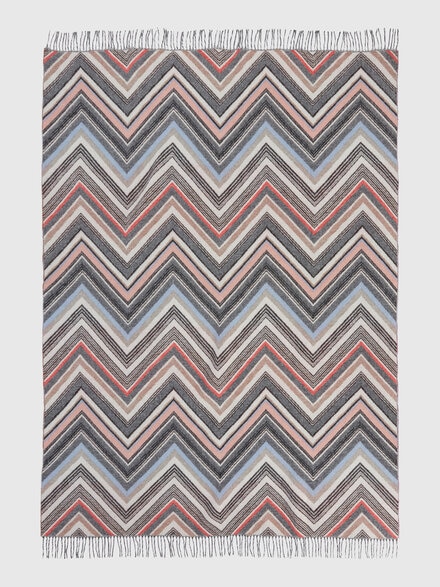 Chevron plaid blanket 130x190 cm in wool blend, Black    - 1D3PL99005160