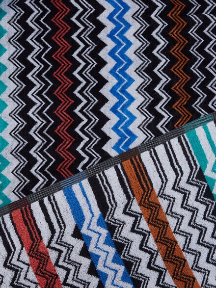Neoclassic, Badetuch 150x100 cm aus Baumwollfrottee mit Zickzackmuster, Schwarz    - 1D3SP99872160