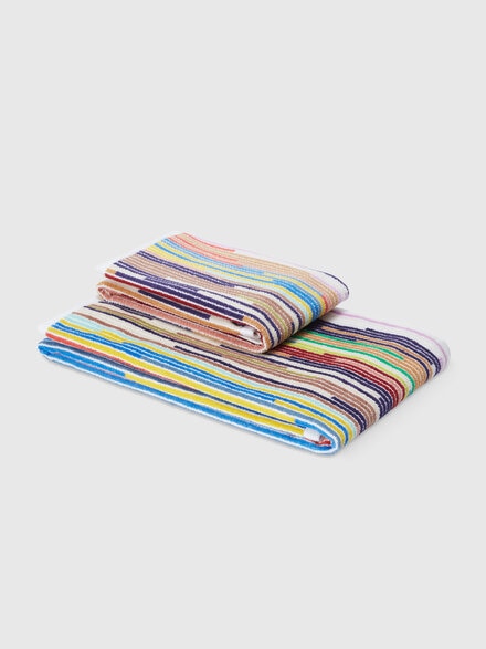 2-piece set of Melody bath towels in slub cotton terry, Black    - 1D3SP99885160