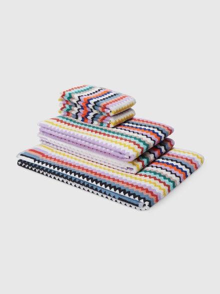 Riverbero 5-piece bath towel set in cotton terry with zigzag pattern, Multicoloured  - 1D3SP99892100
