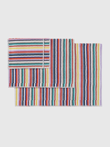 Riverbero 5-piece bath towel set in cotton terry with zigzag pattern, Multicoloured  - 1D3SP99892100