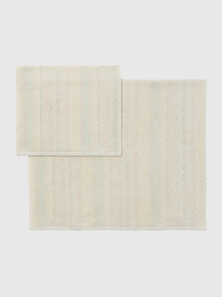 2-piece Harmony bath towel set in cotton terry with chevron pattern, Multicoloured  - 1D3SP99897100