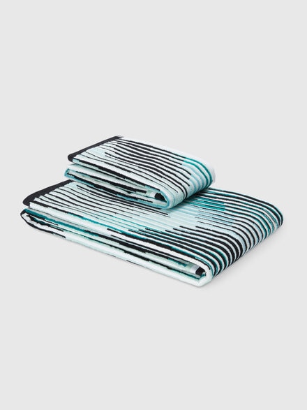 2-piece Arpeggio bath towel set in cotton terry , Turquoise  - 1D3SP99909701