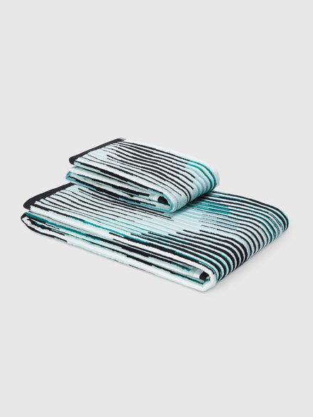 2-piece Arpeggio bath towel set in cotton terry, Turquoise  - 1D3SP99909701