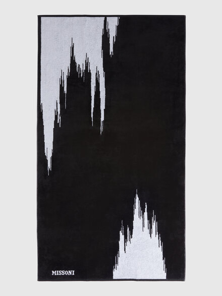 Skunk 180x100 cm slub cotton terry beach towel, Black & White - 1D3SP99917601