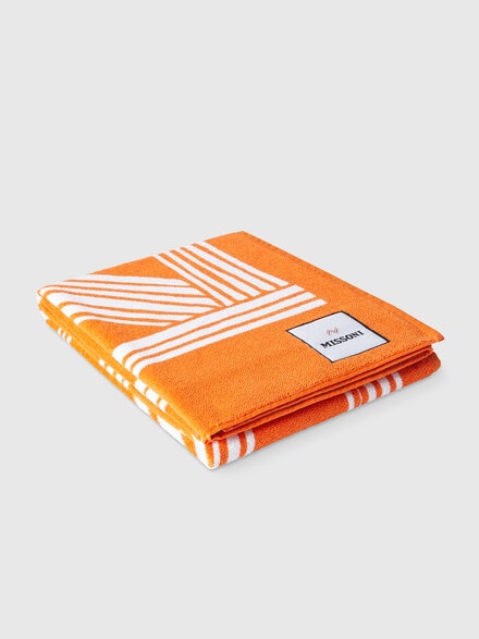 Serviette de plage Nastri 180x100 cm en tissu de coton éponge, Orange - 1D3SP99952591