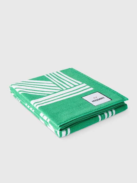 Nastri 180x100 cm cotton terry beach towel, Green - 1D3SP99952651