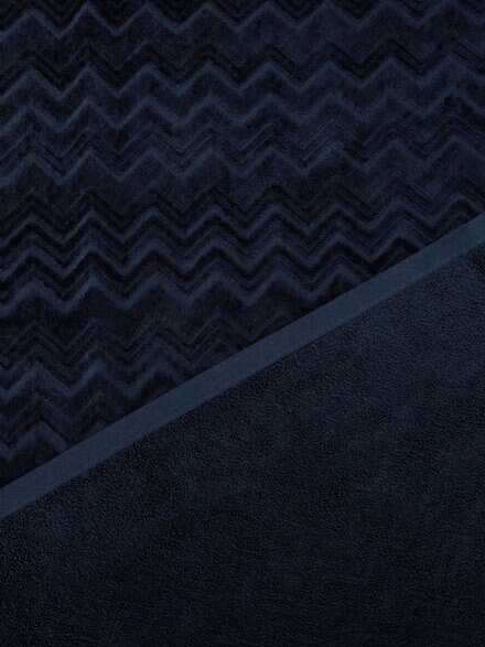 Chalk 150x100 cm beach towel in zigzag cotton terry cloth, Blue - 1D3SP9995850