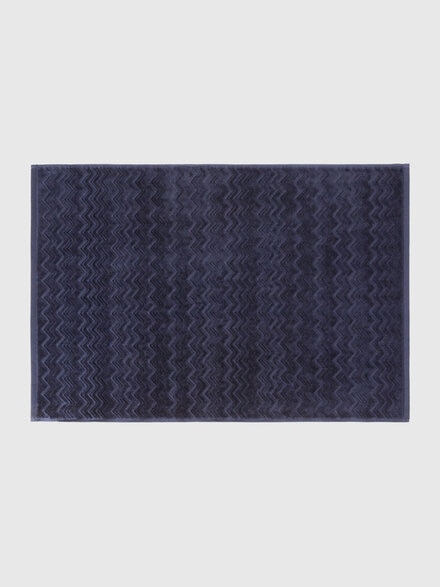Chalk, Badematte 60x90 cm aus Baumwolle mit Zickzackmuster, Blau - 1D3SP9996550