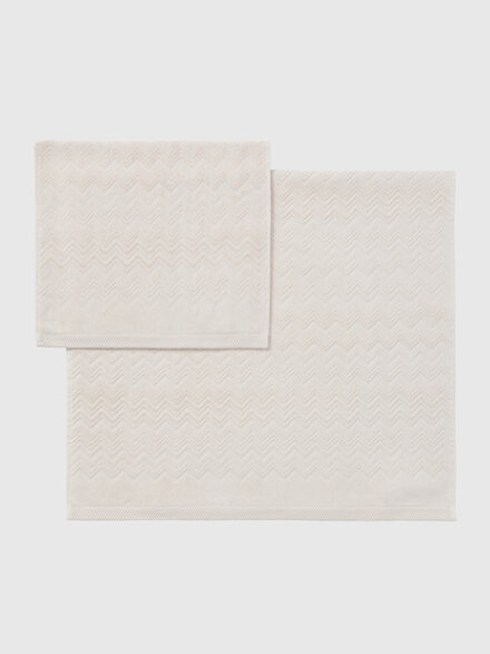 Chalk, 2-teiliges Handtuchset für das Badezimmer aus Baumwollfrottee mit Zickzackmuster, Braun - 1D3SP9996621