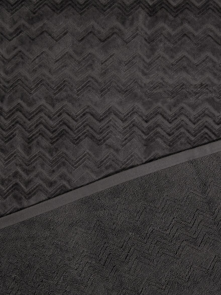 Chalk 2-piece bath towel set in cotton terry with zigzag pattern, Grey - 1D3SP9996686