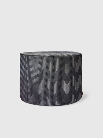 Dinamico cylindrical pouffe 40x30 cm with zigzag pattern, Black    - 1D4LV00002160