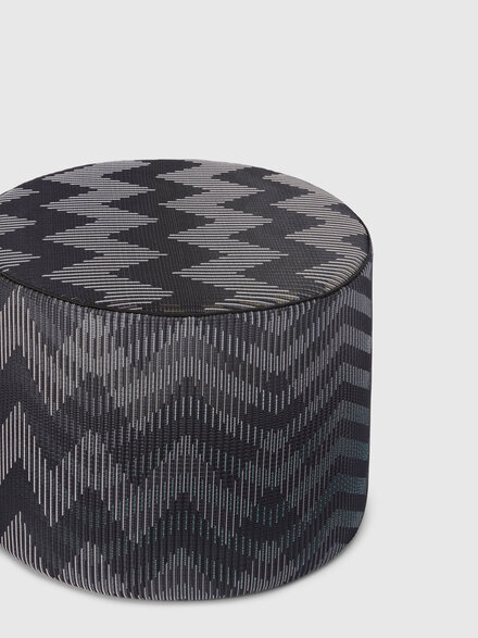 Dinamico cylindrical pouffe 40x30 cm with zigzag pattern, Black    - 1D4LV00002160