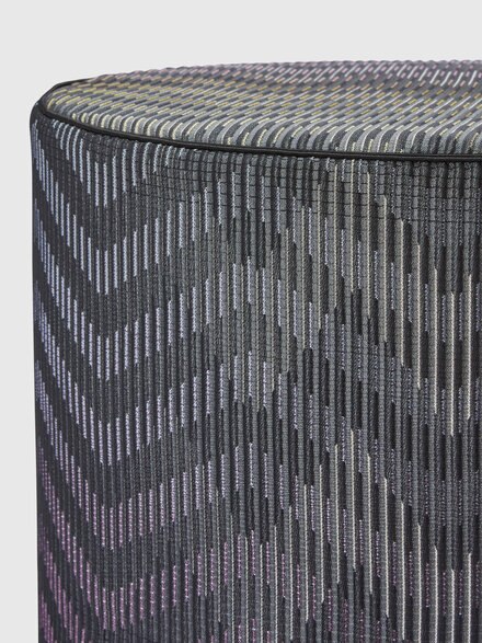Dinamico cylindrical pouffe 40x30 cm with zigzag pattern, Black    - 1D4LV00002160