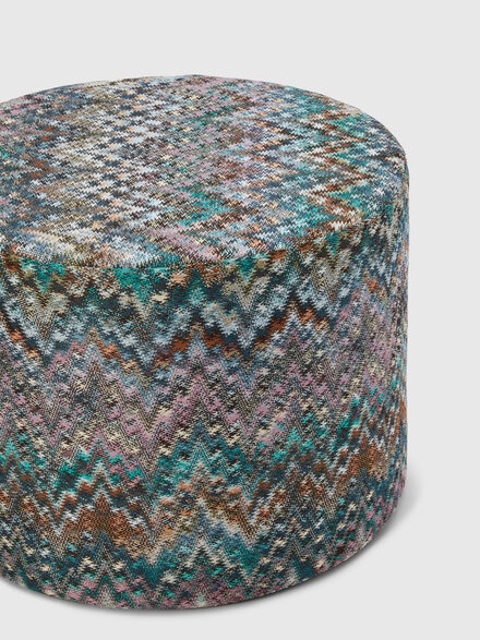Parrot cylindrical pouffe 40x30 cm with zigzag pattern, Turquoise  Multicoloured  - 1D4LV00009170