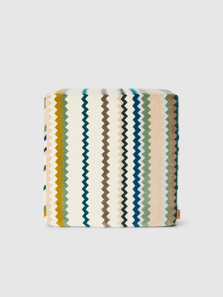 Dune 40x40x40 cm cubic outdoor pouffe, Green & Multicoloured  - 1D4LV00010134