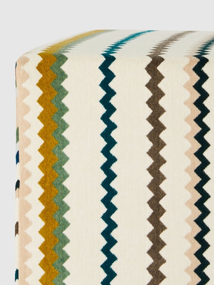 Dune 40x40x40 cm cubic outdoor pouffe, Green & Multicoloured  - 1D4LV00010134