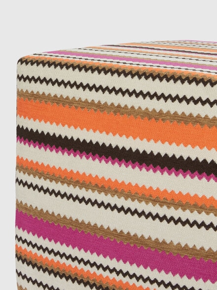 Cancun cubic outdoor pouffe 40x40x40 cm with chevron pattern, Orange Multicoloured  - 1D4LV00011159