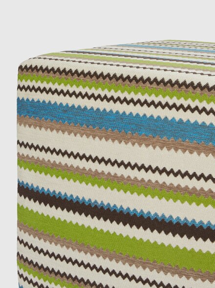 Cancun cubic outdoor pouffe 40x40x40 cm with chevron pattern, Turquoise  Multicoloured  - 1D4LV00011170