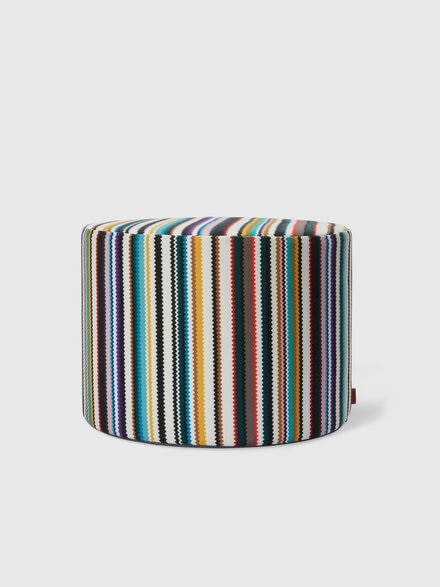 Shangai cylindrical outdoor pouffe 40x30 cm with zigzag pattern, Yellow  Multicoloured  - 1D4LV00013153