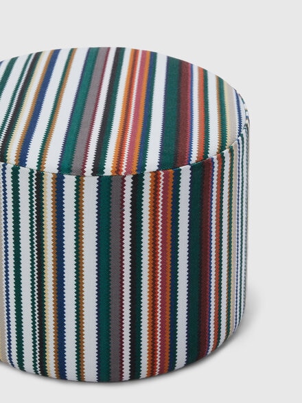 Shangai cylindrical outdoor pouffe 40x30 cm with zigzag pattern, Green - 1D4LV00013165
