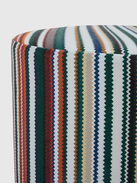 Shangai cylindrical outdoor pouffe 40x30 cm with zigzag pattern, Green - 1D4LV00013165